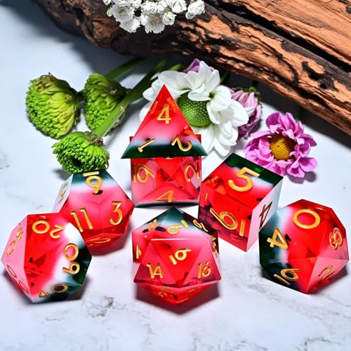 Dungeons and Dragons dice Set DND, polyhedral D&D Resin dice Set, Suitable for Role-Playing dice Game RPG Pathfinder DND dice Set - color: Red Watermelon Yellow