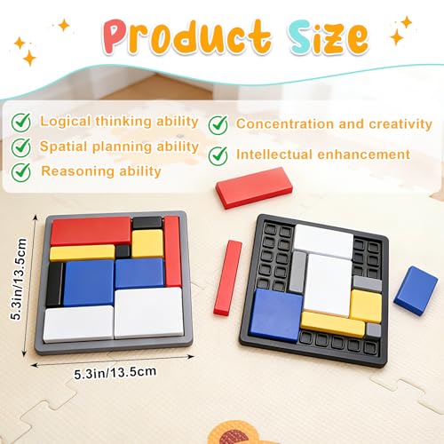2 Pcs Logic Puzzle Brain Teaser Game for Adults, 88 Challenges 4 Difficulty Levels Logic Puzzles, Portable STEM Educational Thinking Game Toy for Classroom, Family Brain Training