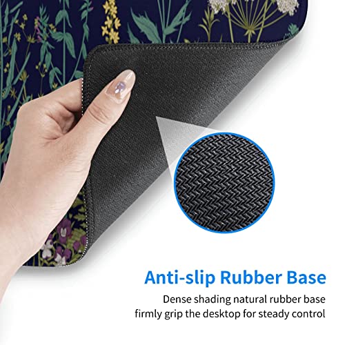 Flower Extended Gaming Mouse Pad Abstract Black Desk Mat 31.5x11.8 Inch Floral Texture Non-Slip Rubber Base Weeds Mousepad Stitched Edges Keyboard Mouse Mat Desk Pad for Office Home Game - color: Flower