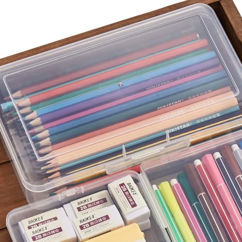 4 Pack Rectangular Clear Plastic Storage Containers, 8x4.7x2.3 inch | Hinged Lid, For Beads and Small Craft Items - size: 8 x 4.7 x 2.3 inch