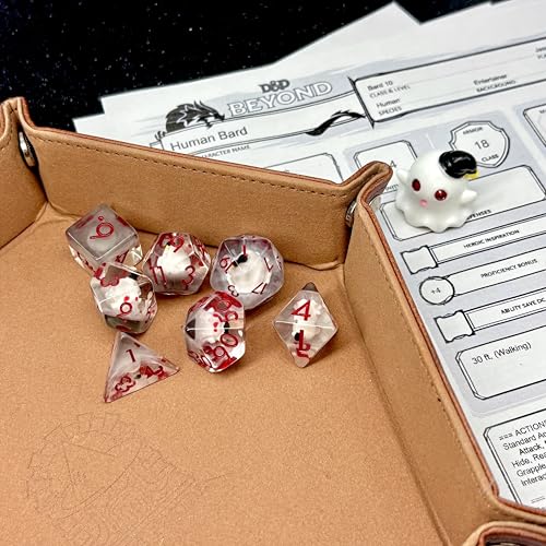 Sage's Portal Animal Familiars Resin DND Dice Set Polyhedral Dice Set for Dungeons and Dragons RPG Pathfinder Tabletop TTRPG (Sleepy Ghost + Figurine) - color: Sleepy Ghost + Mini Figure, style: Dice Set +Mini Figure