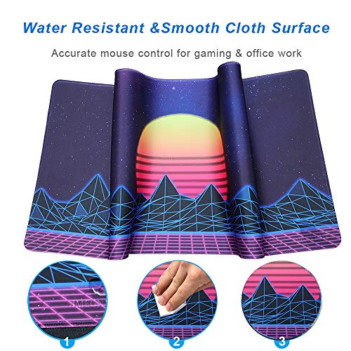 Large Gaming Mouse Pad, Extended XXL Desk Pad & Non-Slip Rubber Mat for Mice and Keyboard with Stitched Edges (90x40 zisesun011)
