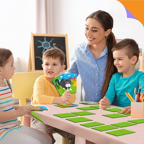 SpriteGru Farm Animal Memory Game, 28 Chunky Cards Farm Animal Head Tail Matching Activity 1-5 Players Memory Matching Game for Toddlers, Preschoolers - style: Farm Animal