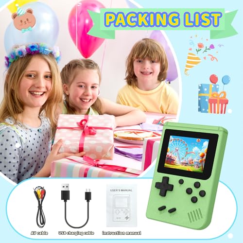 Retro Handheld Games Console Built-in 400 Video Games, Portable Handheld Emulator with 3.0 Inch Screen, Mini Travel Retro Gaming Consle (Green)