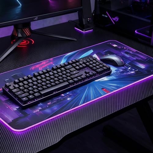 Luminous RGB Gaming Desk Mat, Large Mouse Pad, Wear-Resistant Non-Slip Pad, PC Accessory, 11.82"x27.58"(Big)