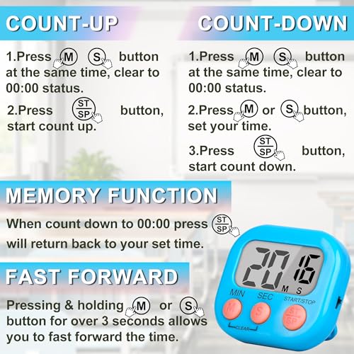 ZILLEEN Classroom Timer for Kids Teachers 2 Pack Digital Timers, Blue & Yellow - color: Blue & Yellow