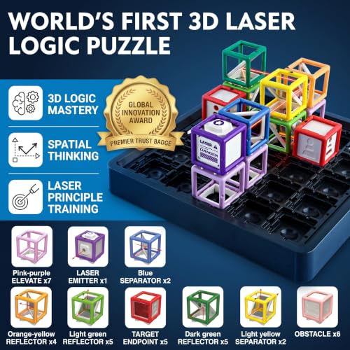 2026 New Laser Maze Reasoning Game, STEM Toys for Boys Ages 8-13 | Laser Maze Game, Science STEM Kits for Ages 8-14, Board Games for Kids 8-12, Games for 10 Year Old Boys Gifts for 10 Year Old