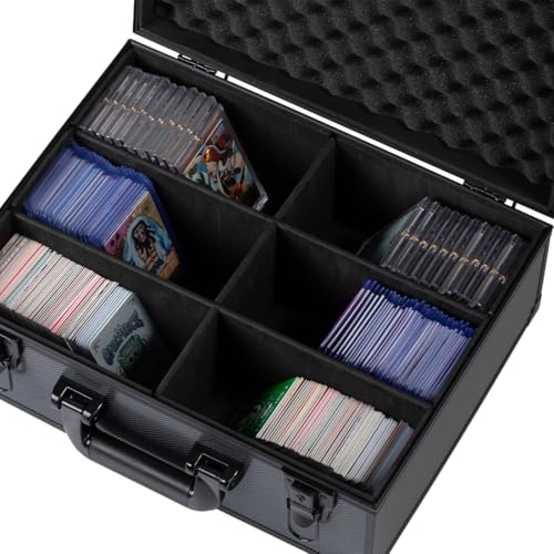 Graded Card Storage Box with With Carry Handle Sports Cards Storage Secure Storage Box Card Case with Dividers Trading Card Organizer for PSA BGS CSG (XL) - size: XL