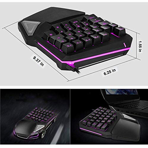 PC One-Handed Keyboard Ergonomic Mechanical Gaming Keypad with Wrist Rest 7 Color Backlit Quick Responsive 29 Keys for Windows7/8/10 MAC OS