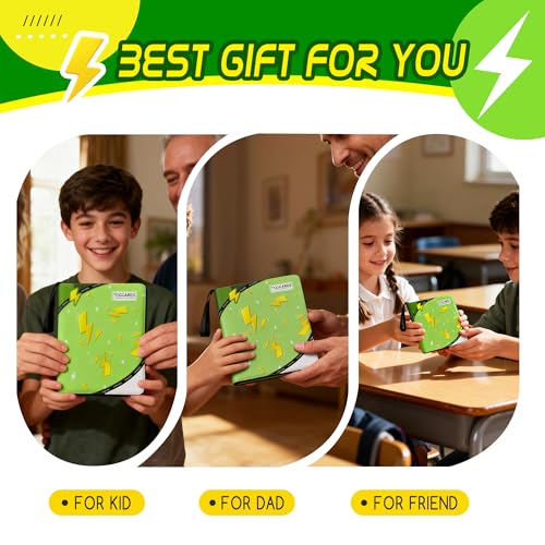 Trading Card Binder 9 Pocket,900 Pocket Card Collection Binder with 50 Removable Sleeves,PU Waterproof Top Card Book,3-Ring Zipper Collectible Trading Card Album for MTG/TCG/Card Holder Gift(Green) - color: Green, size: Large