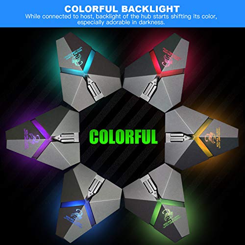 Gaming Mouse Bungee, 3-Ports USB 3.0 HUB & 1 Micro SD Reader with Cord/Cable Management/Holder, Fast Charging High Speed, 7 LED RGB Backlit, Increased Accuracy for Pro Esports & Competitive Games