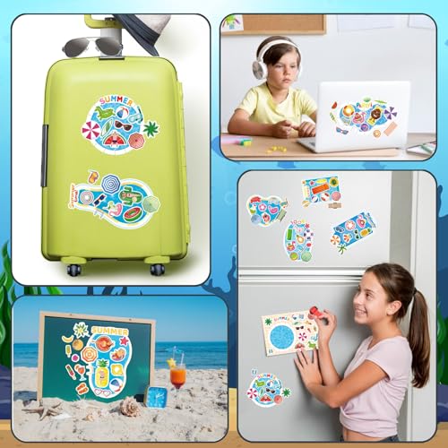 Summer Stickers, Make a Pool Sticker, Make Your Own Stickers for Kids | 24 Sheets Pool Stickers, Mix & Match Craft Kit for Summer Party Favors & Activities - style: Pool