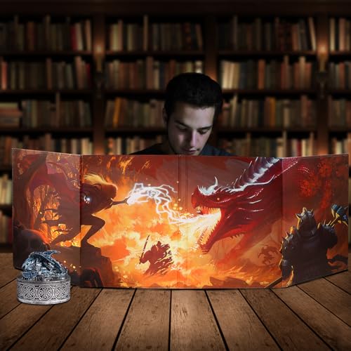 DND DM Screen, Dungeons and Dragons Master Screen Leather | 4 Wet-Erase Function Pockets,DND Game Accessories for TRPG,with 4 Panels Master Screen Inserts - color: Screen a