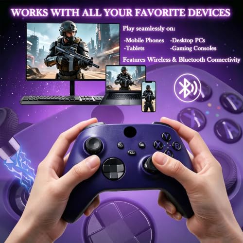 Model 1914 DIY Customized Series S Controller Black Magnetic thumbstick(Astral Purple), Compatible with Xbox Series X|S Controller,Customized Controller Compatible for Xbox Series X/S,Xbox One, Exchangeable Joystick with 3.5mm Audio Jack