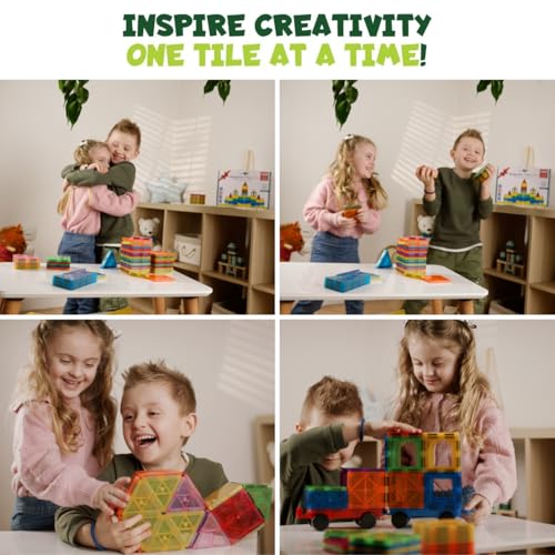 Magnetic Tiles Set 180 PCS with 2 Cars Bases, STEM Educational Magnet Toys for Kids Ages 3-12, Magnetics for Kids & Preschool, Creative Magnetic Building Toys for Boys & Girls - style: 180 Pieces