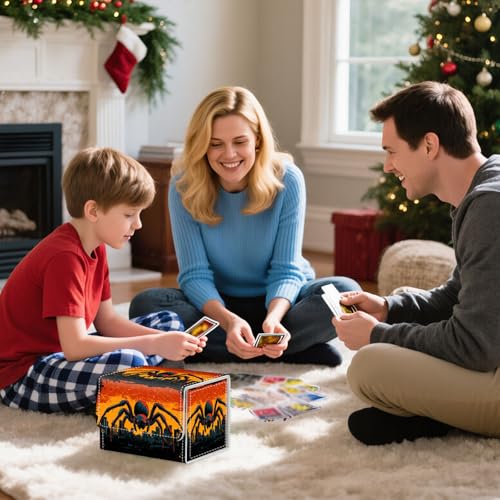 Trading Card Storage Box, Holds 100+ for MTG Cards, PU Leather with Magnetic Closure, Giant Spider over City Sunset Durable Deck Box for Magic the Gathering, Trading Card Games - color: Giant Spider over City Sunset