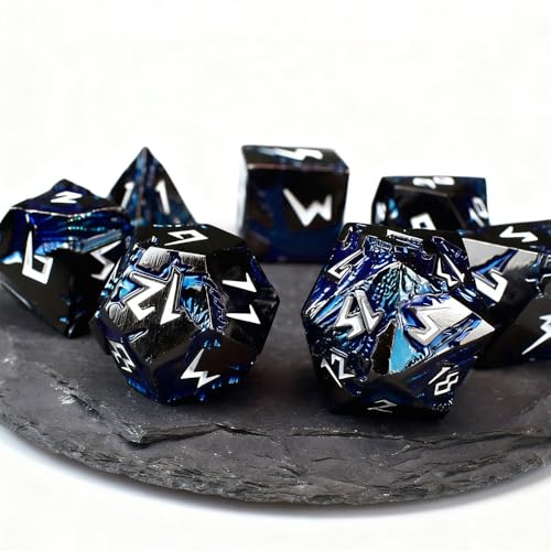 Rule Dice D&D Dice 7 Die Metal DND Dice Set, Weighted Metallic Dungeons and Dragons Dice Set, Large Polyhedral D and D Dice Sets, Cool MTG RPG Dice DND with Gifts Case for Role Playing (Black White) - color: Black White