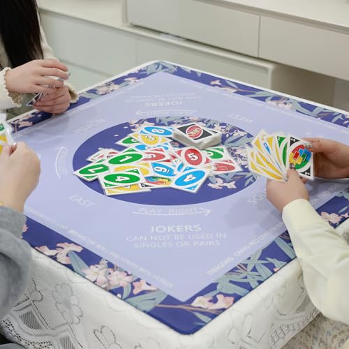 DEVPNR Mahjong Mat for Table with Carrying Bag, 32.6"x32.6", DeepBluePurple | Non-Slip Table Cover, Noise-Reducing, with Rules, Easy Storage, for American Mahjong, Poker, Card & Board Games - color: Deep Blue Purple