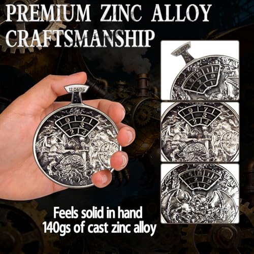 DND Dice Roller D4-D20 Metal Pocket Watch 3D Dragon Art Silver | All-in-one dnd spinner dice. metal pocket watch design.press to roll. zinc alloy metal. mtg ttrpg gifts - color: Dice Roller-silver