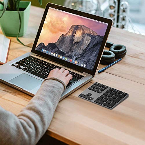 Bluetooth Number Pad, Lekvey Aluminum Rechargeable Wireless Numeric Keypad Slim 34-Keys External Numpad Keyboard Data Entry Compatible for Macbook, MacBook Air/Pro, iMac Windows Laptop Surface Pro etc - color: Bluetooth - Black