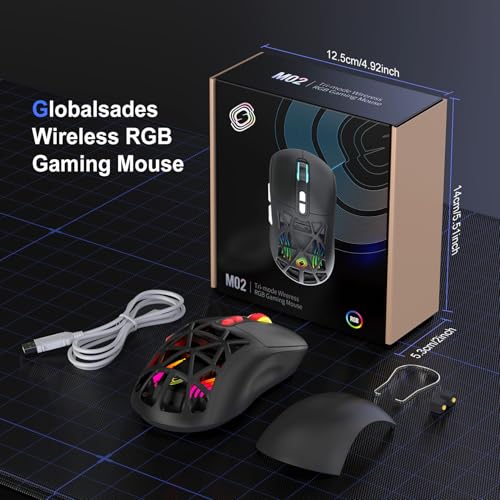 Wireless Gaming Mouse, Rechargeable&Rechange Shell,RGB Programmable Macro Mouse, Lightweight Mouse,10000 DPI,Tri-mode Wired/BT 5.0/2.4GHz Wireless Mouse Gaming with 2 Side Buttons (Black Red) - color: Black Red