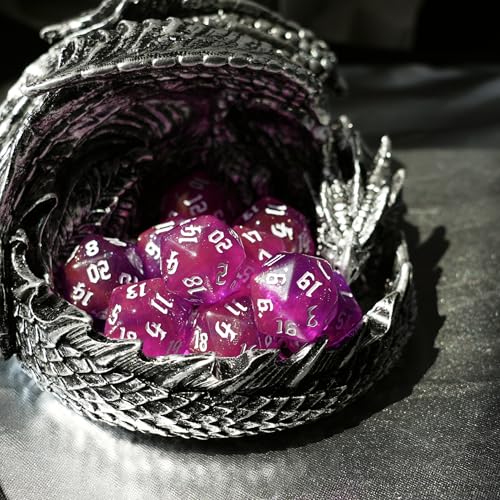10PCs D20 Polyhedral Dice Set 22mm for DND RPG MTG Dungeons and Dragons Dice (Pink) - color: Pink