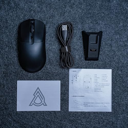 MechLands AJAZZ AJ139 V2 MC Gaming Mouse with Charging Base, Adjustable 12,000 DPI, PAW3311 Sensor, 3 Modes Wireless Mouse, 500mAh Battery, 1000 Polling Rate, 66g Lightweight, Win/Mac (Black) - color: Black
