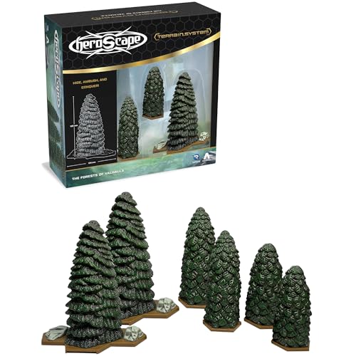 Renegade Game Studios HeroScape Forests of Valhalla - 6 Evergreen Trees | Hex-Based Terrain Expansion for Strategy Miniatures, Strategic Foliage Scenery, Tactical Ambush & Line of Sight Blocking