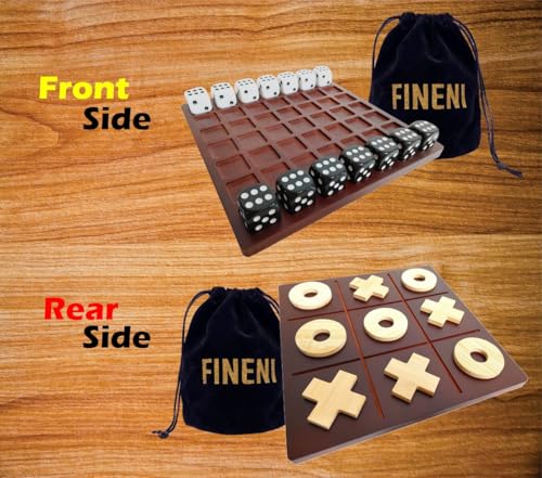 Dice Battle and TicTacToe Dual Sides Board Games, Wooden Coffee Table Games for Adults, 2 Player Best Bar Dice Games, Indoor Tabletop Game & 2 Players Wood Table Top Dice Game (Dual(2)/Brown) - color: Dual(2)/Brown