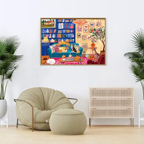 Jigsaw Puzzles for Adults 1000 Piece Puzzle for Adults 1000 Pieces Puzzle 1000 Pieces-Colorful Bohemian Pet Living Room