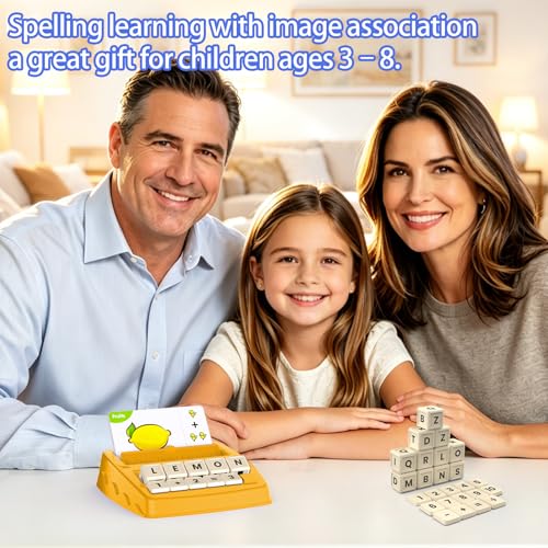 Educational Toys for Kids Ages 3-8, Matching Letter Spelling Game ABC Math Learning, Xmas Birthday Party Gifts for 3 4 5 6 7 8 Year Olds Boys and Girls Yellow - color: Yellow