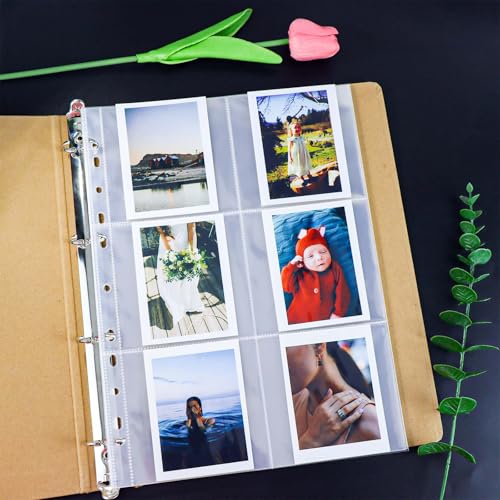 Mogoostry A4 Clear Sheet Protectors 6 Pockets Binder Sleeves 20 Sheets 11 Holes Top Open Photocard Refill Page Protector - color: 6-pocket