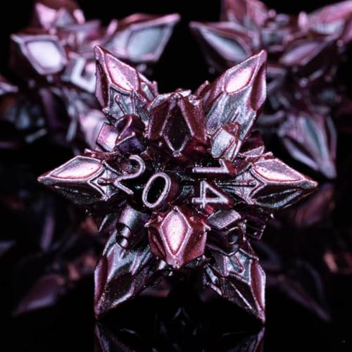 DND Dice Set Metal,Polyhedral D&D Metallic Heterotypic D and D Dice with Cracks for Dungeons and Dragons RPG TTRPG 7-Die Set with Gift (Heterotypic, Heterotypic-Red) - color: Heterotypic-red, style: Heterotypic