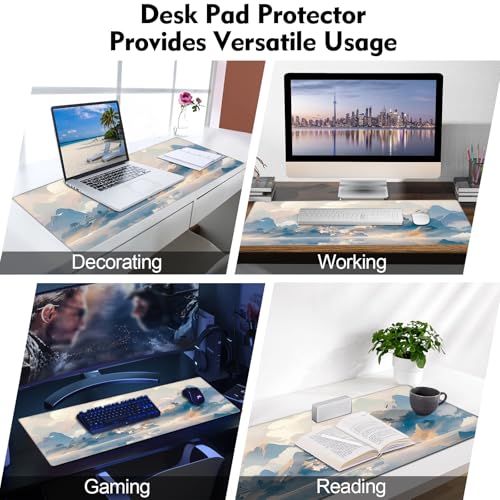 Galdas Gaming Mouse Pad XXL XL Large Long Extended Big Mousepad Non-Slip Rubber Keyboard Mouse Pad with Stitched Edges for Laptop Home Office (31.5x11.8x0.08 Inch) -Cloud Scenery - color: Cloud Scenery
