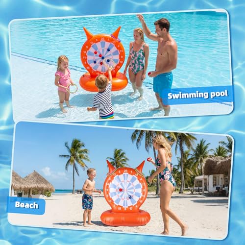 Kids Pool Toys Games, Inflatable Dart Board Ball and Ring Toss Water Game | Pool Dart Board for Fun Summer Swimming Pool Party Beach Lawn Outdoor Camping Float Games for 3-12 Yrs Kids Adults Family