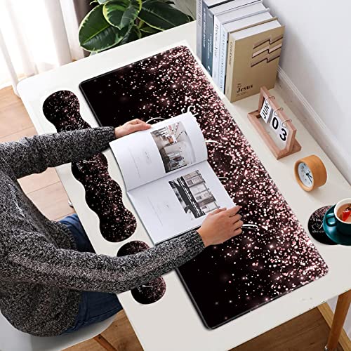 Large Gaming Mouse Pad, Keyboard Wrist Rest + Mouse Wrist Pad + Coaster Combination Set, Memory Sponge Non-Slip Base. Suitable for Office and Home, She Believed She Could So She Did - color: Fok-fo1-mouse -020