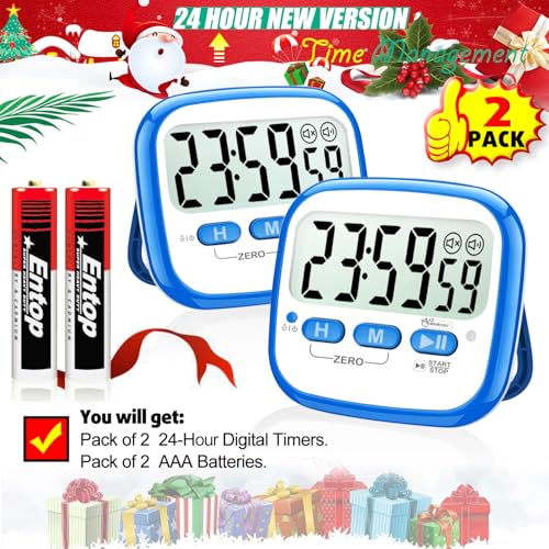 AyayaBoss 2-Pack Magnetic Kitchen Timers for Cooking, Digital Stop Watch Countdown Timer for Kids, Teachers, Classroom, Office, Exercise - Battery Included - color: Digital Timer 2 Pack - Blue
