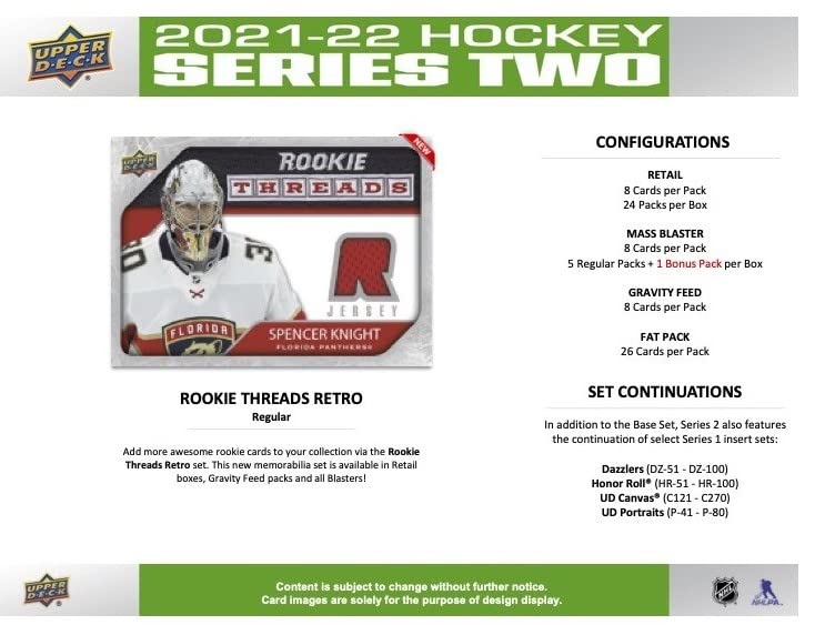 2021 2022 Upper Deck Hockey Series #2 Factory Sealed Unopened Blaster Box of Packs Possible Young Guns Rookies and Jerseys