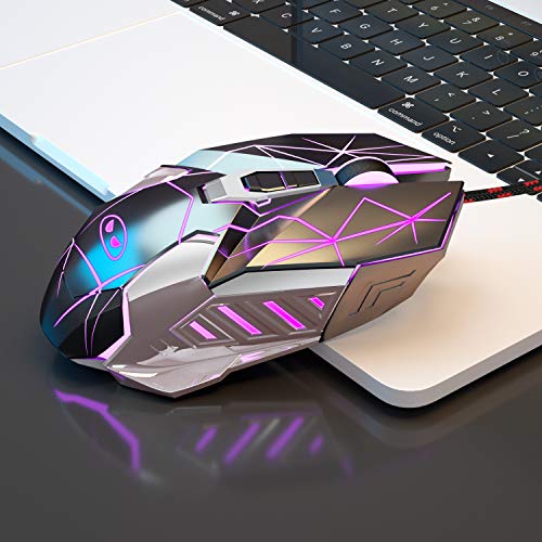 MageGee G10 Gaming Mouse Wired, 7 Colors Breathing LED Backlit Gaming Mouse, 6 Adjustable Speeds, Ergonomic Optical Computer Mouse with 7 Buttons for Windows PC Gamers - color: black