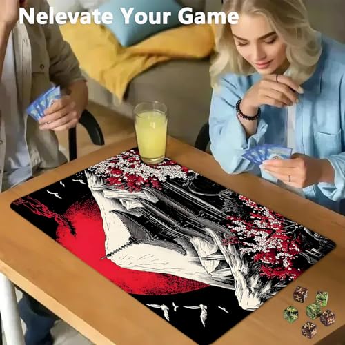 for MTG Game Playmat - 24 x 14 inches with Dices and Storage Bags, Non-Slip Base for TCG and Board Game Card Mats, Trading Card Games Mat, Mount Fuji Japanese Landscape Collectible Card Playmats - color: Jv-playmat-p7-1-g194