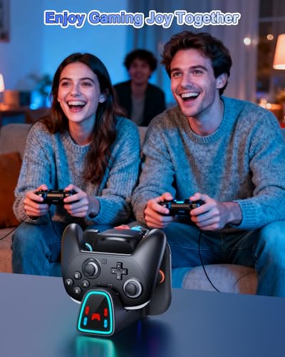9 In 1 Controller Charging Dock for Nintendo Switch 2/Switch 1/OLED Controller, Fast Charger Station for Joy Con 2&1 and Pro Controller 2&1, Charger Accessories with RGB Light