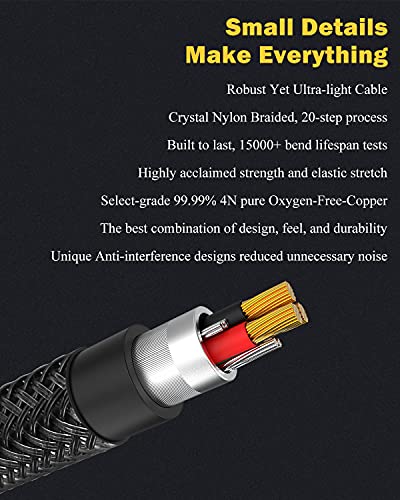 Headphone Mic Splitter, 3.3FT TRRS Headset Splitter with Separate Headphone and Mic Jack, 3.5mm Combo Audio Adapter for Dual-Plug Headset Compatible to Xbox One, Smartphone, Pc, PS4 | Nylon Braided Cord, Gold Plated, Separate Audio and Mic, For 3.5mm PC L