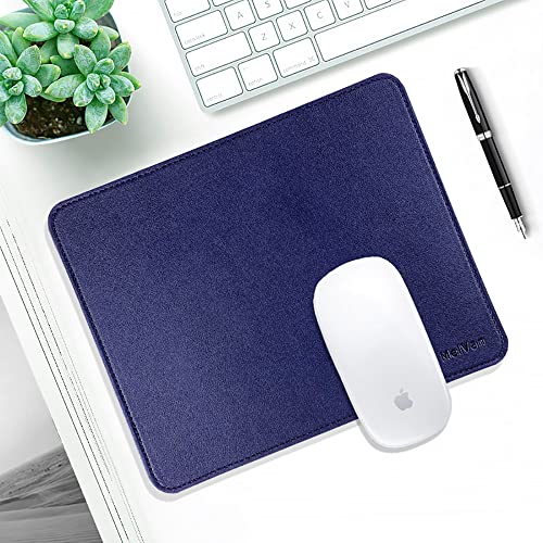 MelVan PU Leather Mouse Pad with Stitched Edge, Wood Mousepad, Waterproof Gaming Mouse Pad Mat for Computers, Laptop, Office & Home, 10.2" x 8.3", 1 Pack (Navy Blue) - color: Navy Blue