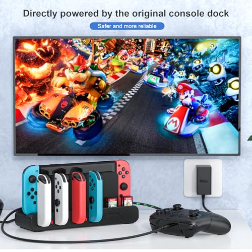 Switch Controller Charger Dock Compatible With Nintendo Switch And Switch OLED Model Joycons, Charges Up To 6pcs Joycon With Game Card Storage - color: Black