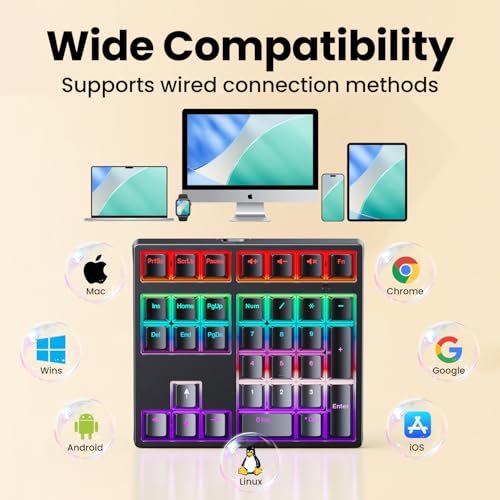 Mechanical Number Pad - Hot Swappable Numpad Wired USB Numeric Keypad with RGB LED Backlit 34 Key Numpad, Mechanical USB Wired Numeric Keypad for Laptop Desktop Computer PC(2-level Tilt, Blue Switch)