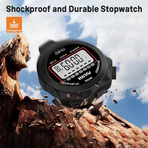 Stopwatch Timer, Digital Stop-Watch for Sports, Black | Multi-function Stopwatch with Single Split/Lap Timing, Button Beep Alarm Clock, Ideal for Coaches Kids PE-teacher - color: Black