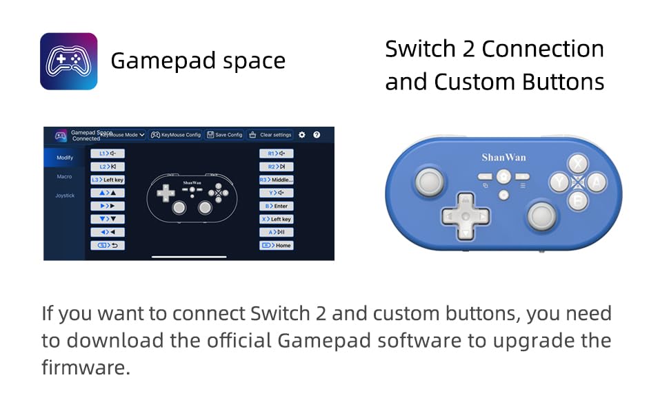 ShanWan Wireless Bluetooth Controller is Compatible With the Switch/Switch 2, Steam Deck, PC, Android, iPhone, iPad, and macOS. It Features Customizable Buttons and Macros, Motion Controls, linear Motor Vibration, Joysticks, Triggers, and a D-pad