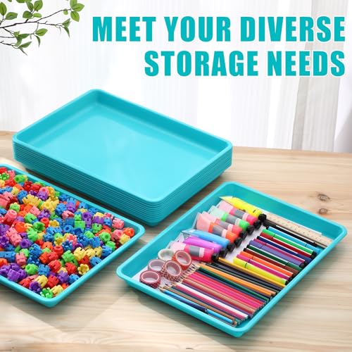 Maitys 15 Pack Plastic Art Trays 12 x 16 Inch Activity Crafts Trays Sensory Tray DIY Projects, Painting, Beads, Jewelry Office Home Organizer Arts and Crafts Supplies(Mint Green) - color: Mint Green