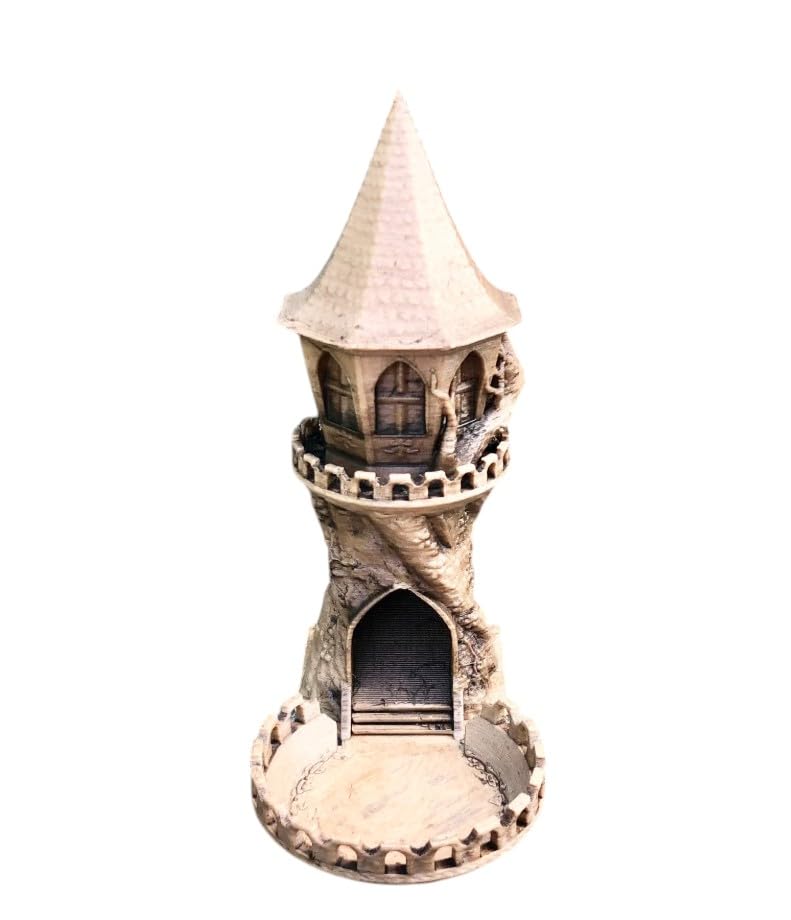 Fae Villa Dice Tower, Medieval Castle Design, Stained Wood Gaming Accessory, Tabletop RPG Dice Rolling Tower