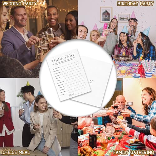 Party Games for Adults & Birthday Games for Bachelorette, Office – Think Fast - 30 Pcs Ice Breaking Cards, Add Laughter and Conversation to Any Celebration (5" x 7")- A04 - color: Think Fast